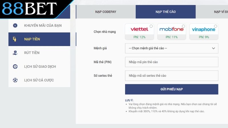 Hướng Dẫn Cách Nạp Tiền 88Bet Chi Tiết Cho Game Thủ Cá Cược Hướng dẫn từng bước thực hiện nạp tiền 88Bet