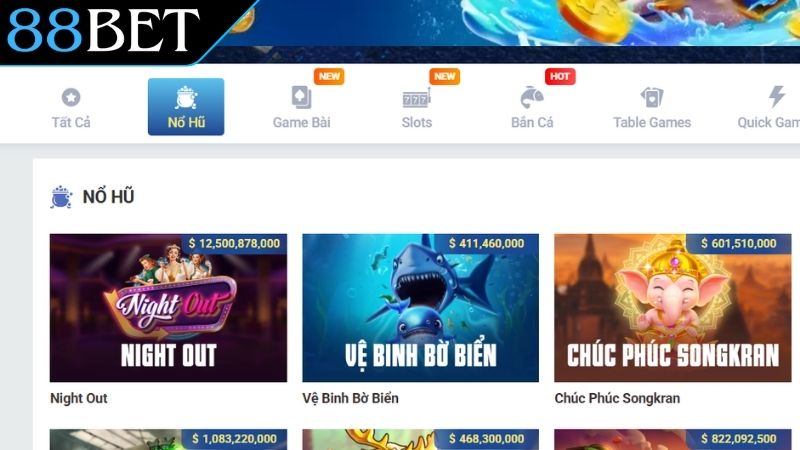 Khám phá sự đa dạng chủ đề và giải thưởng của nổ hũ 88Bet