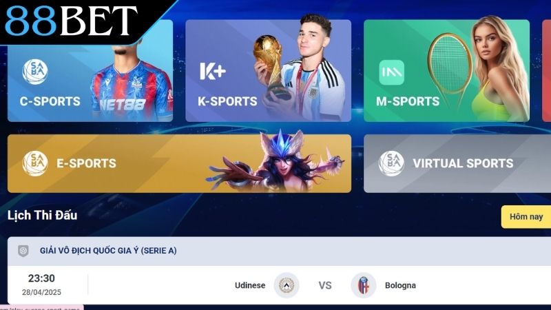 Tổng quan về sảnh cược thể thao 88Bet uy tín chất lượng